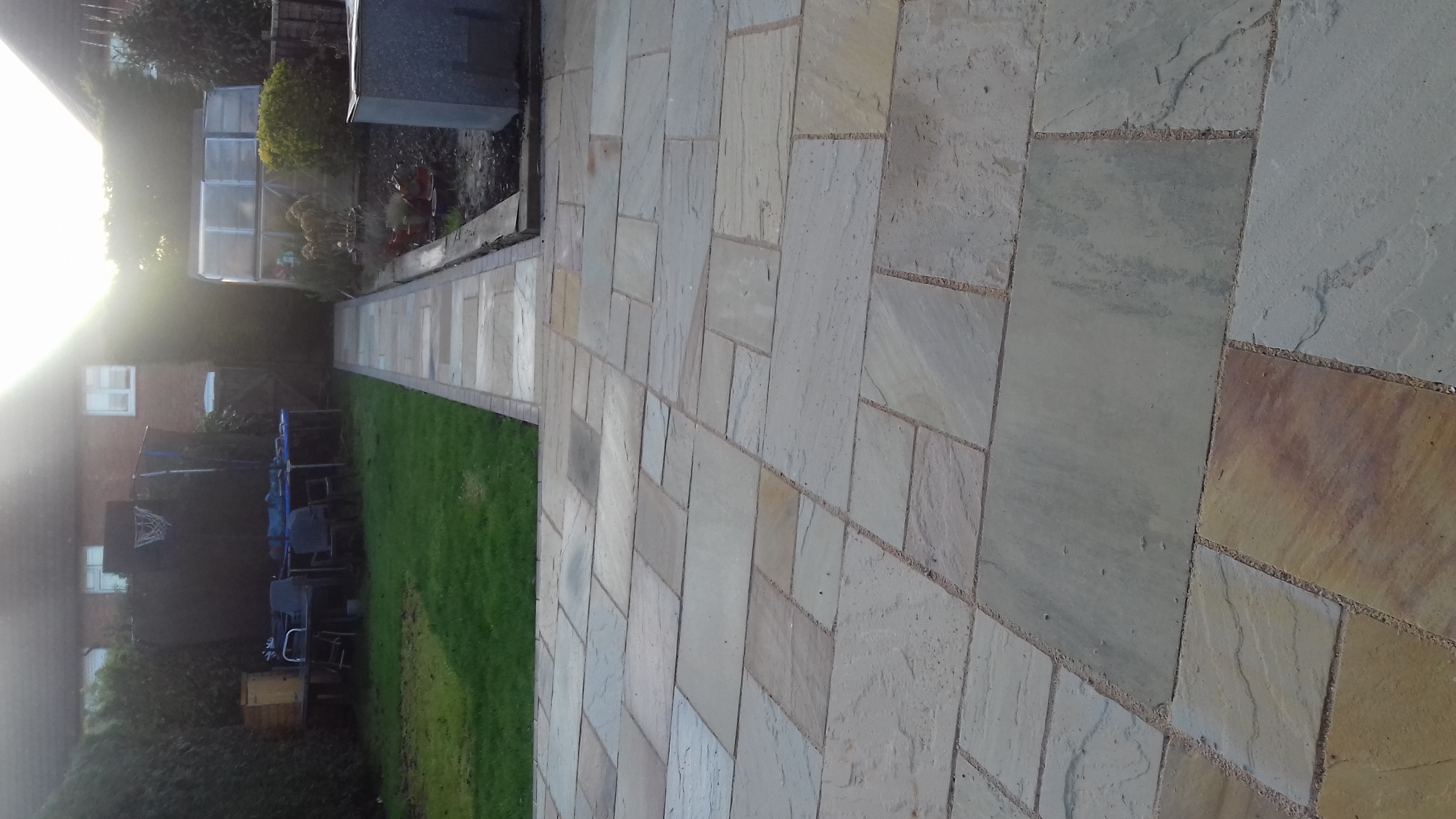 Sandstone patio after cleaning and repointing