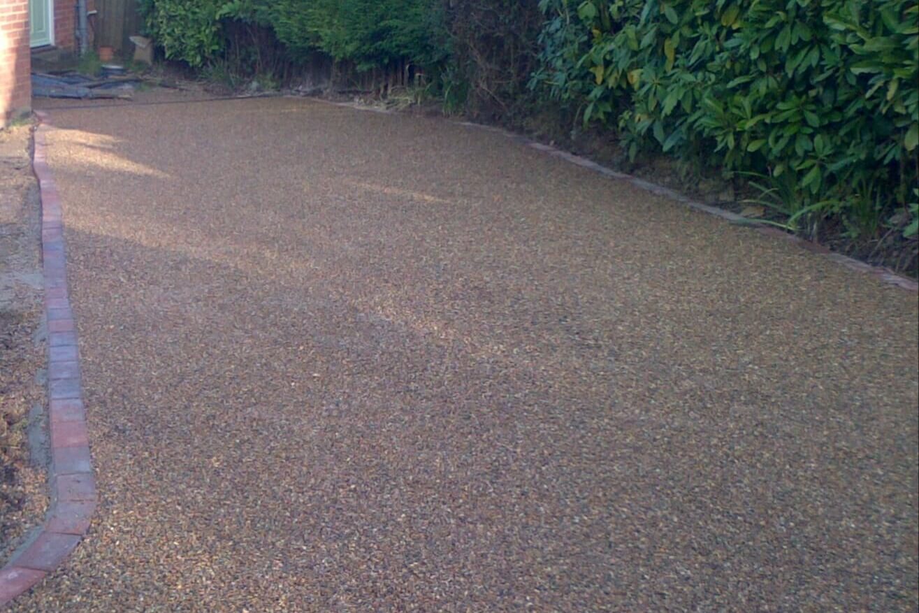 Tar and chip driveway after installation in West Malling