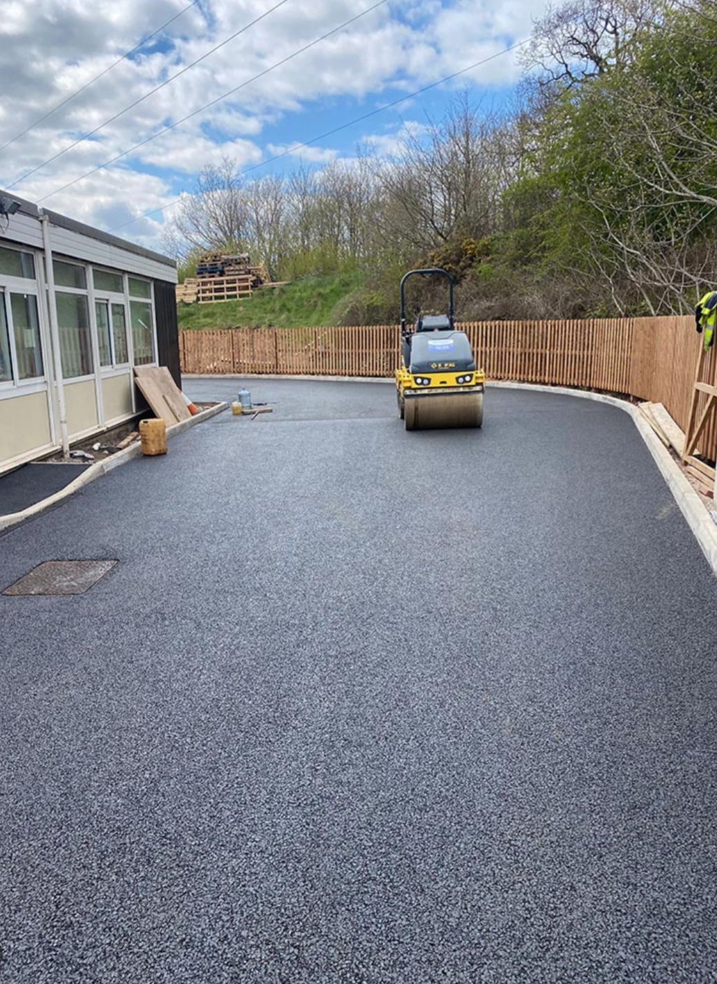 Rolling a tarmac driveway 