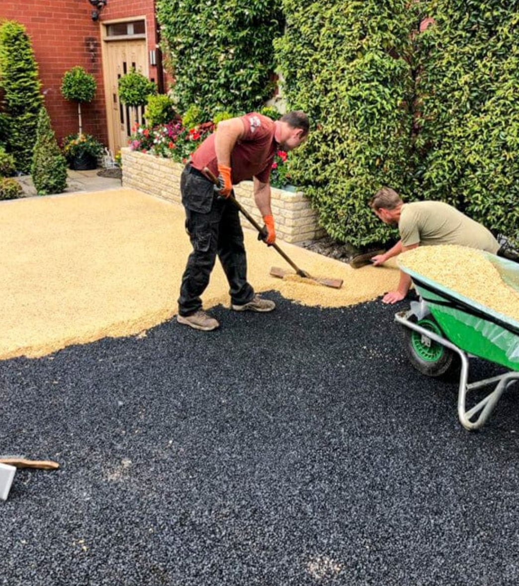 Golden resin bound driveway 